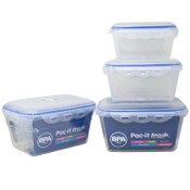 Wholesale - 3pc RECT. PLASTIC FOOD STORAGE CONTAINER SET PAC-IT FRESH C/P 24, UPC: 887030730035